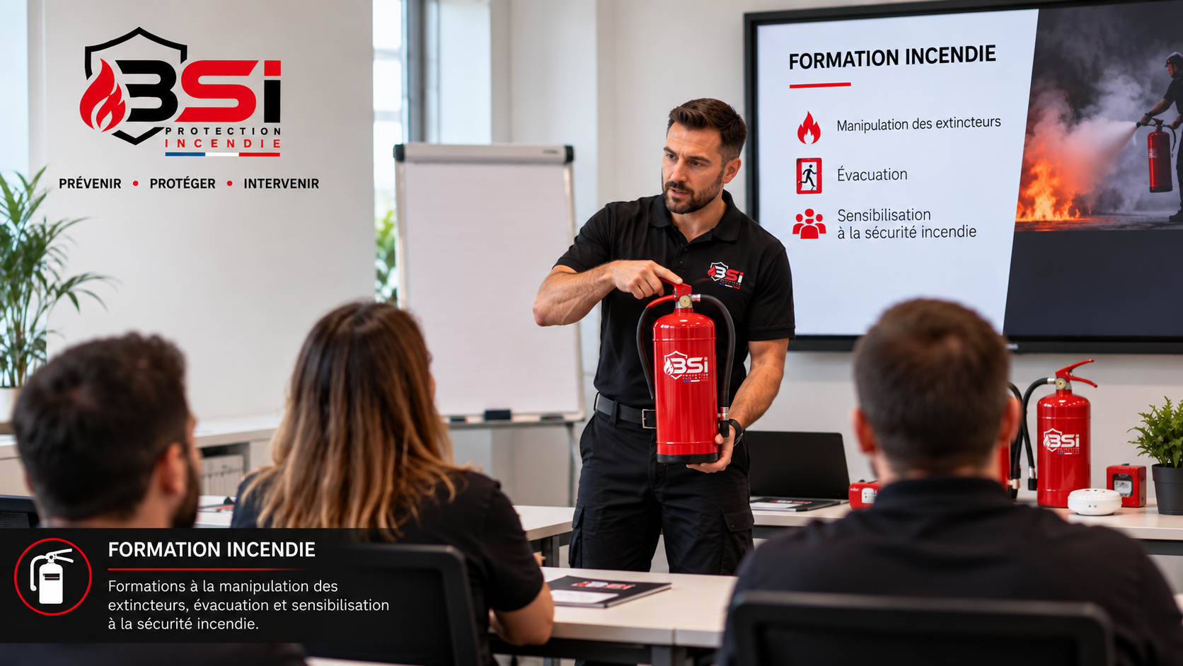 Formation BSI à la manipulation des extincteurs